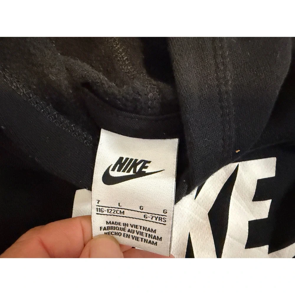 Nike Boys Black Futura Logo Fleece Pullover Hoodie Sweatshirt Size 7 6-7YRS